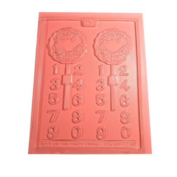Vintage Candy Mold Birthday Sucker Mini 3 Inch Holiday Polymer Clay Fondant - Picture 1 of 5